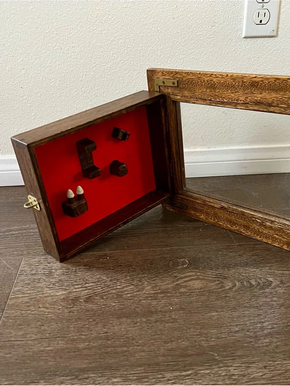 Wood Framed Red Shadow Box Wall Decor